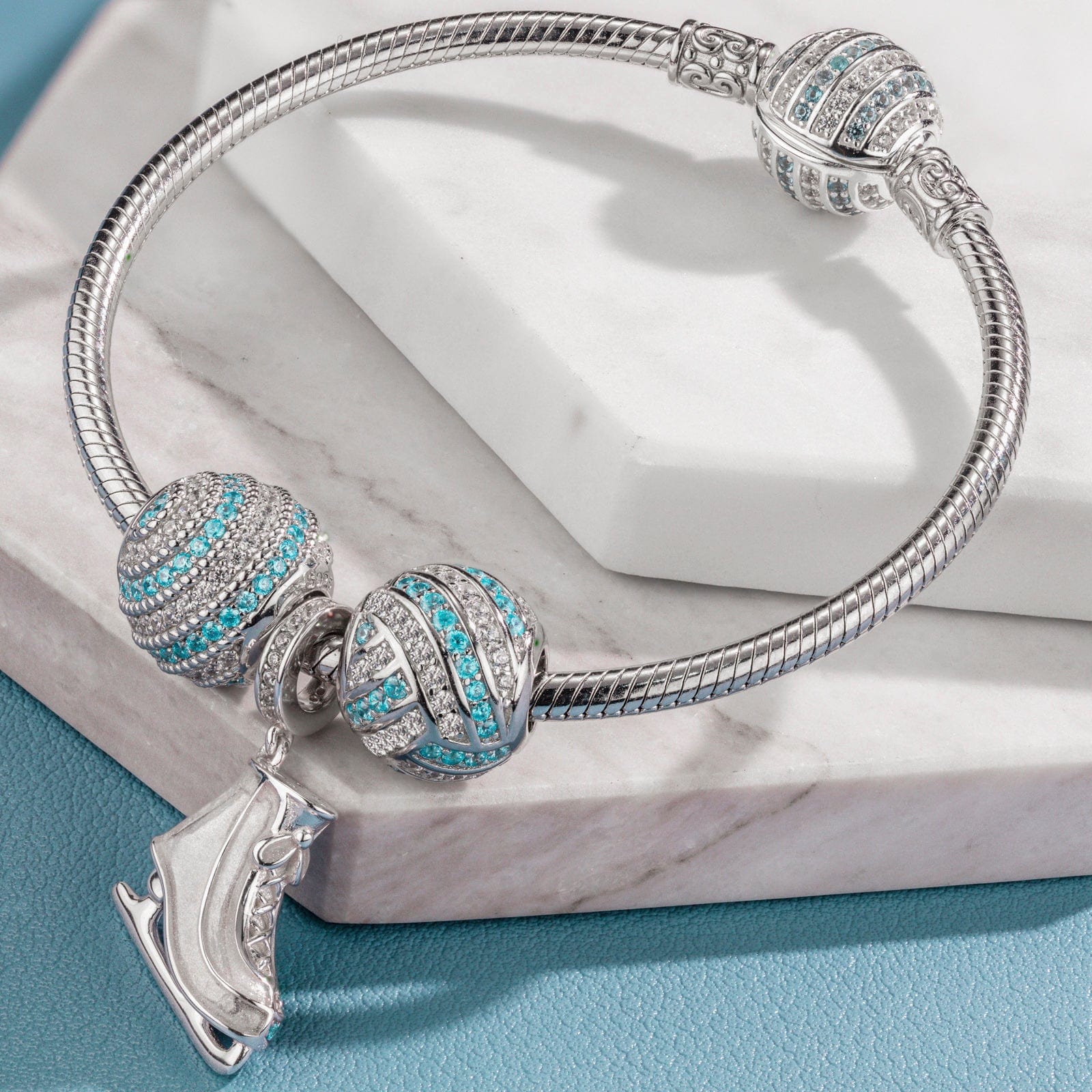 Sterling Silver Ice Waltz Charms Bracelet Set In White Gold Plated (Includes bracelet and all charms shown) - Image 3