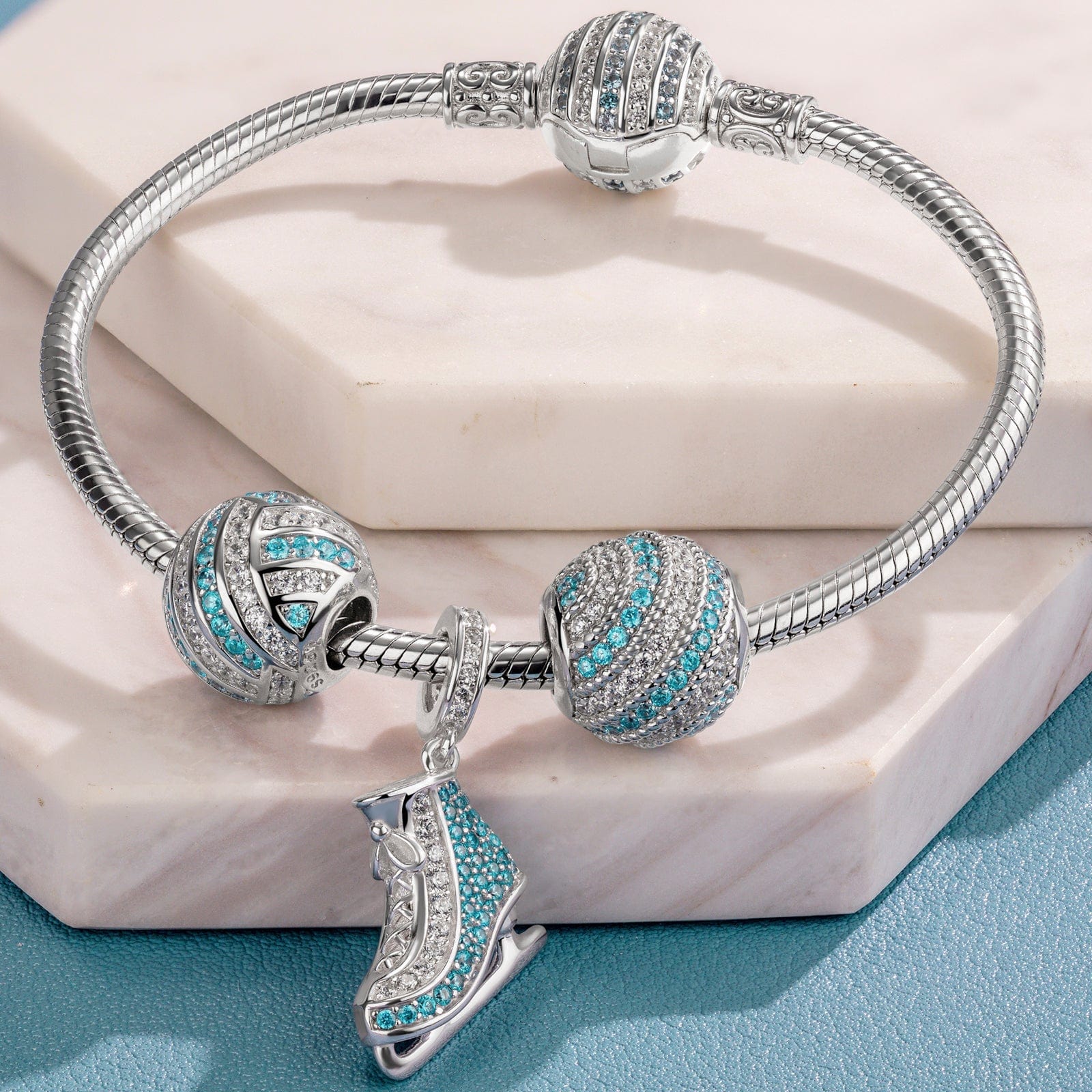 Sterling Silver Ice Waltz Charms Bracelet Set In White Gold Plated (Includes bracelet and all charms shown) - Image 4