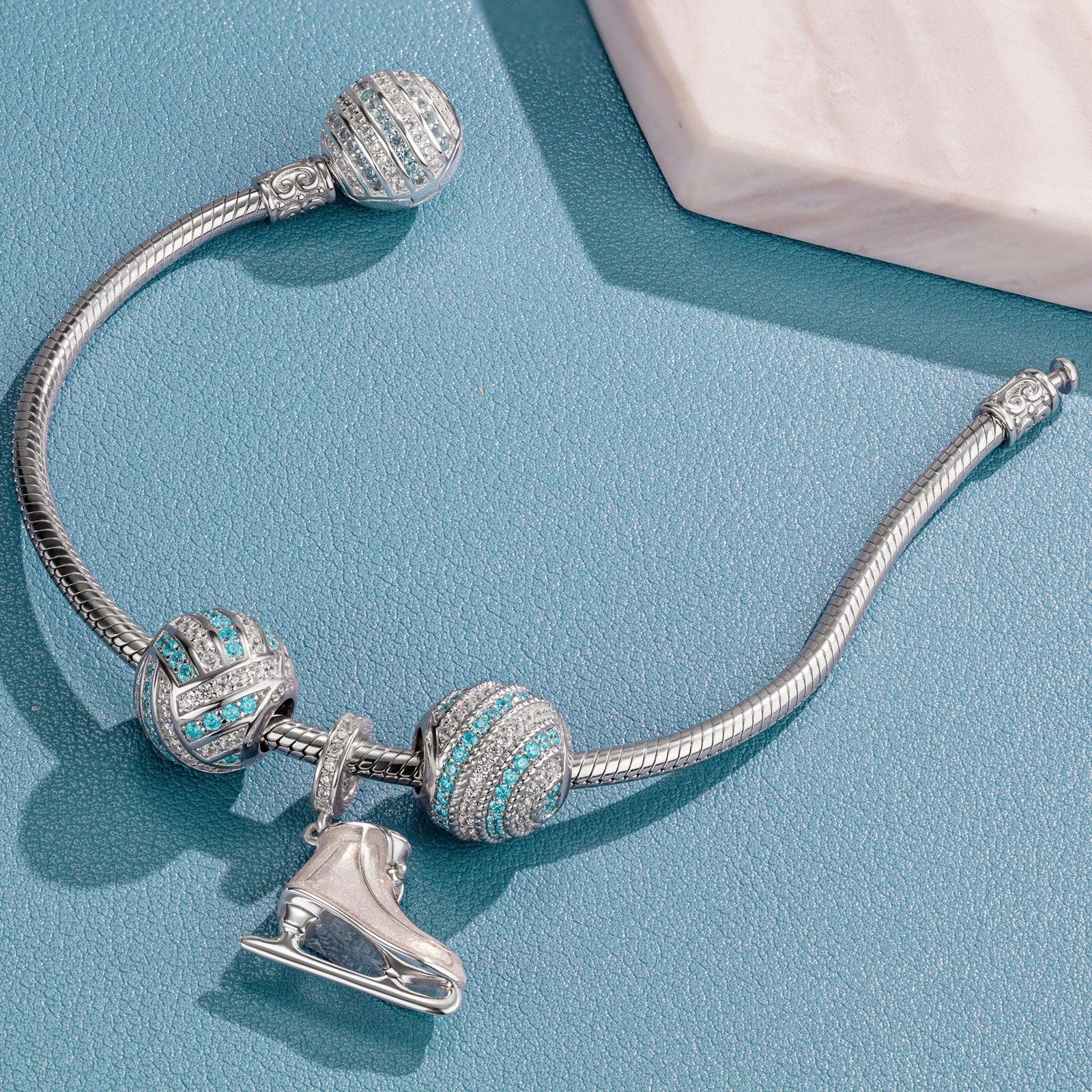 Sterling Silver Ice Waltz Charms Bracelet Set In White Gold Plated (Includes bracelet and all charms shown) - Image 5