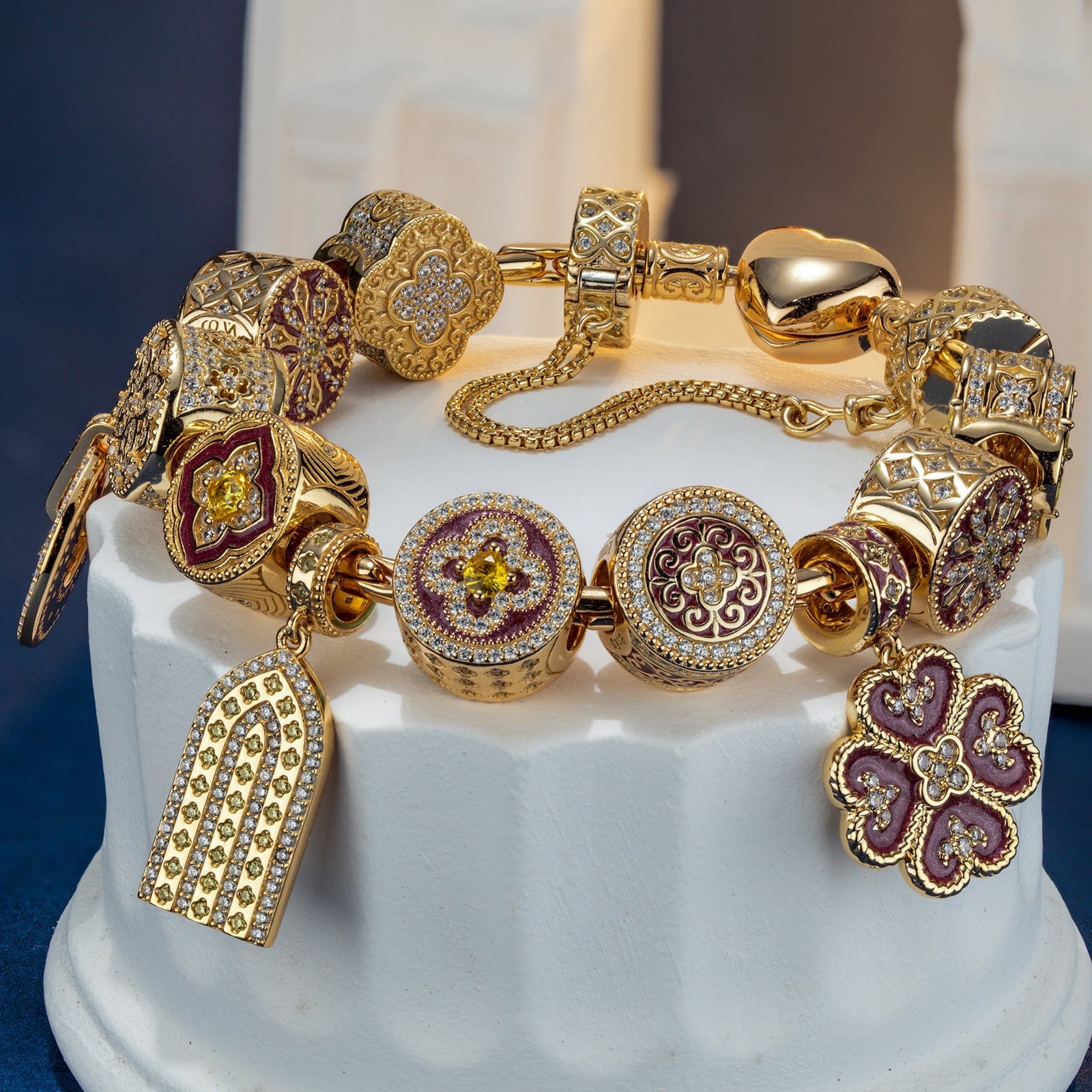 Sterling Silver Sacred Door Charms Bracelet Set With Enamel In 14K Gold Plated (Includes bracelet and all charms shown) - Image 3
