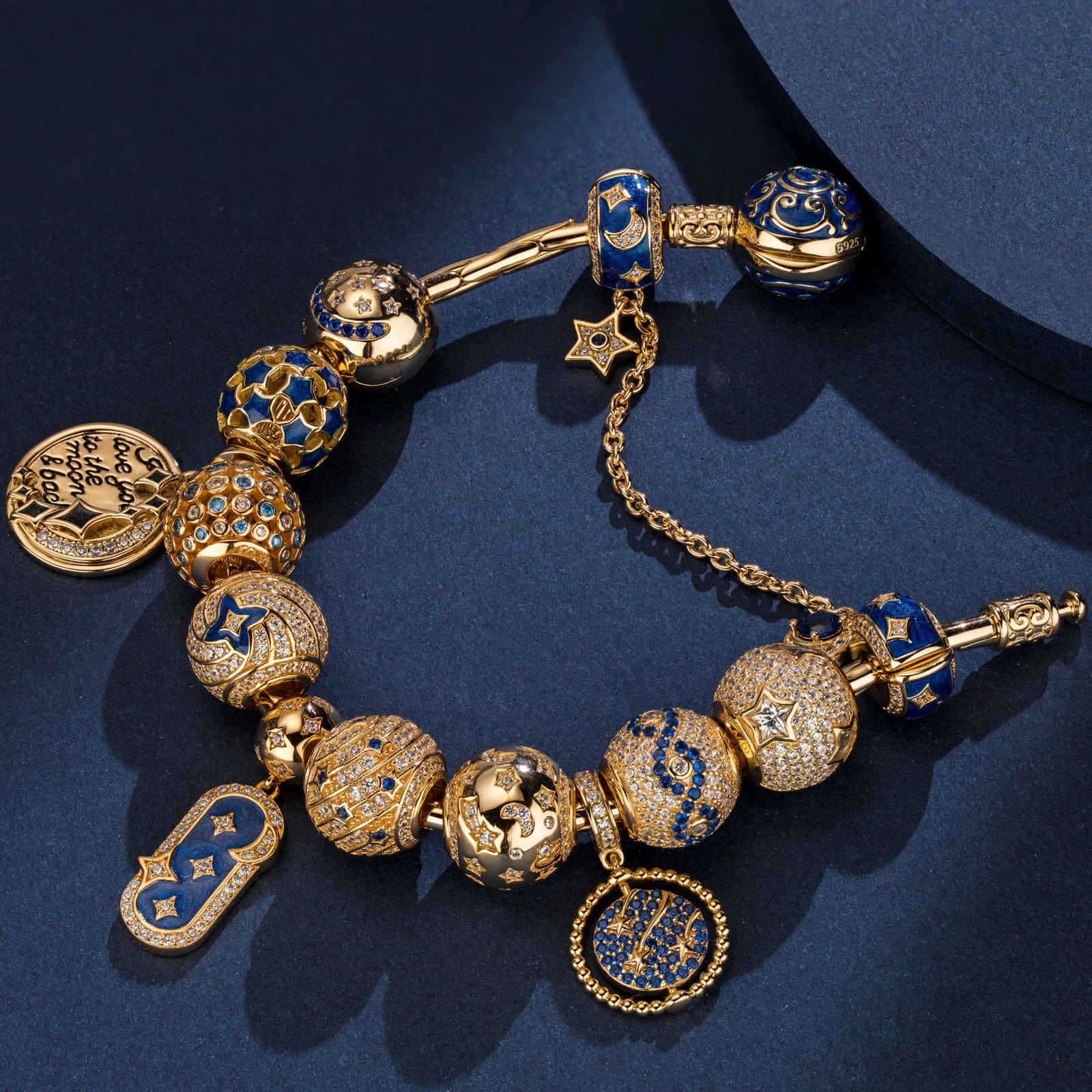 Sterling Silver Starlight Wishes Charms Bracelet Set With Enamel In 14K Gold Plated (Includes bracelet and all charms shown) - Image 3