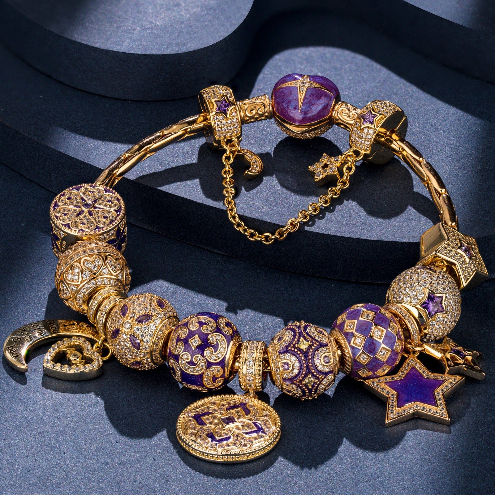 Sterling Silver Astral Visions Charms Bracelet Set With Enamel In 14K Gold Plated (Includes bracelet and all charms shown) - Image 4