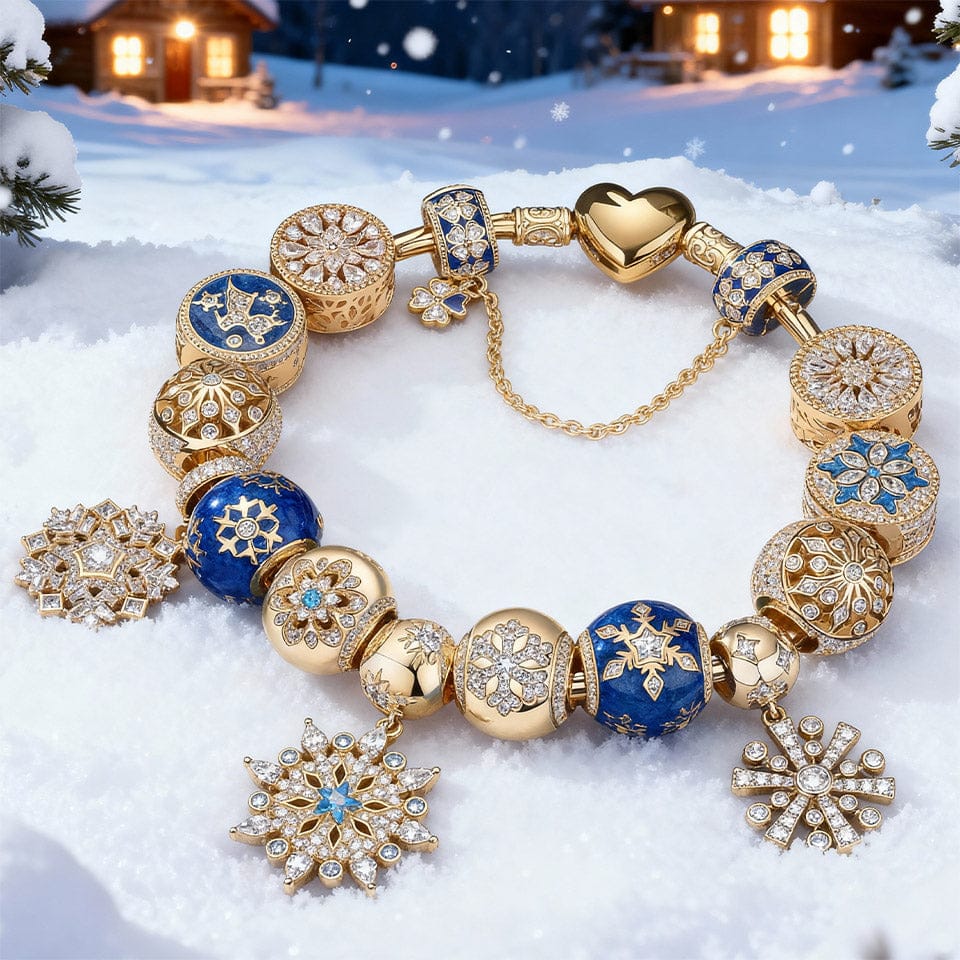 Sterling Silver Splendid Snowfall Charms Bracelet Set With Enamel In 14K Gold Plated (Includes bracelet and all charms shown) - Image 3