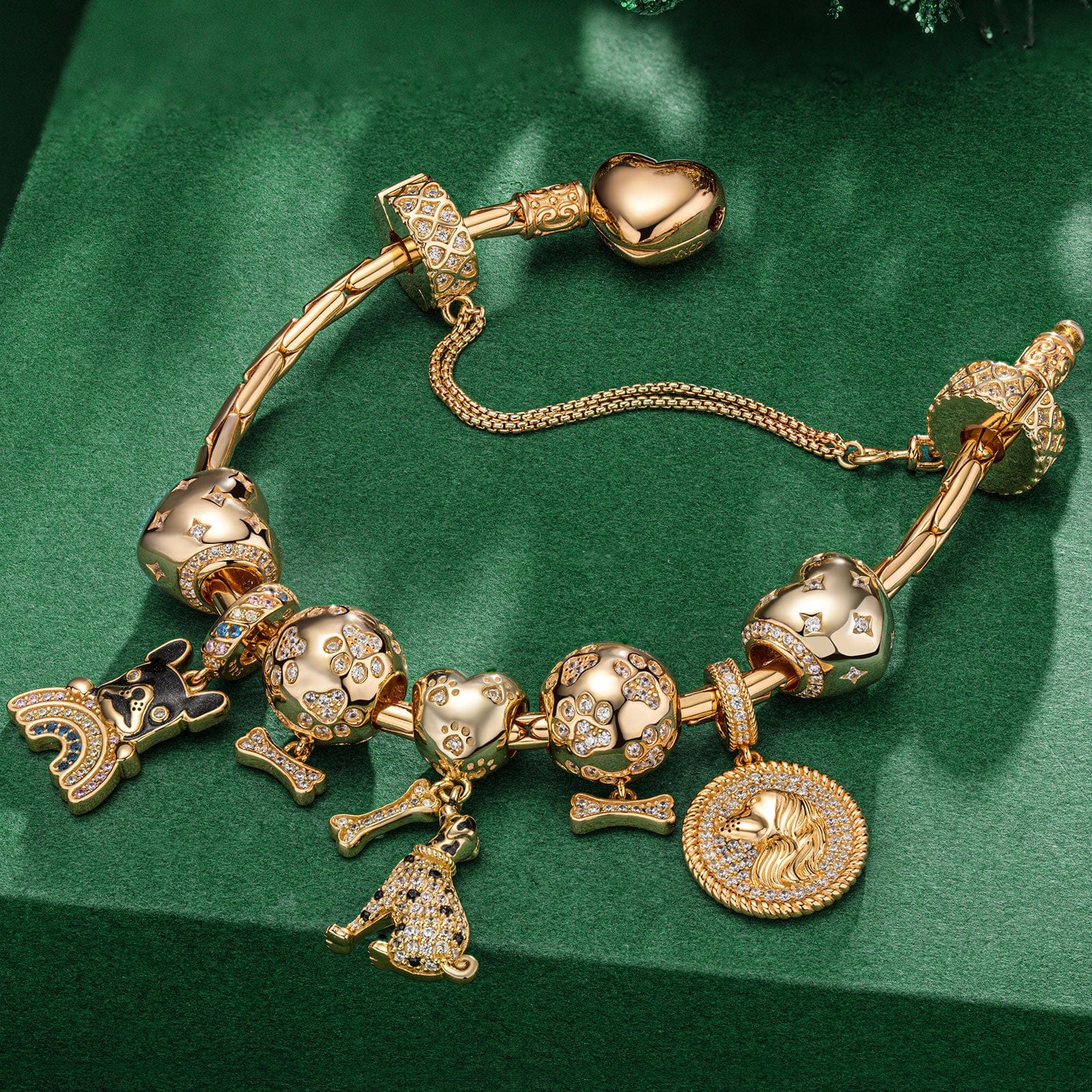 Sterling Silver Doggy Delight Charms Bracelet Set In 14K Gold Plated (Includes bracelet and all charms shown) - Image 3
