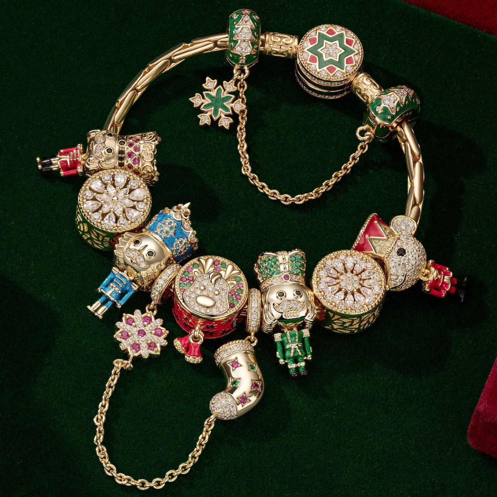 Limited Edition - The Iconic Advent Calendar - 12 Days Of Christmas Fine Jewelry Gift Set: Sterling Silver Snowflake Knights Charms Earrings and Necklace and Bracelet Set With Enamel In 14K Gold Plated - Image 17