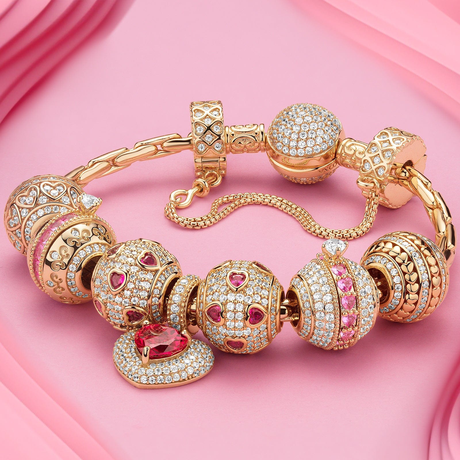 Sterling Silver Eternal Spark Charms Bracelet Set In 14K Gold Plated (Includes bracelet and all charms shown) - Image 3