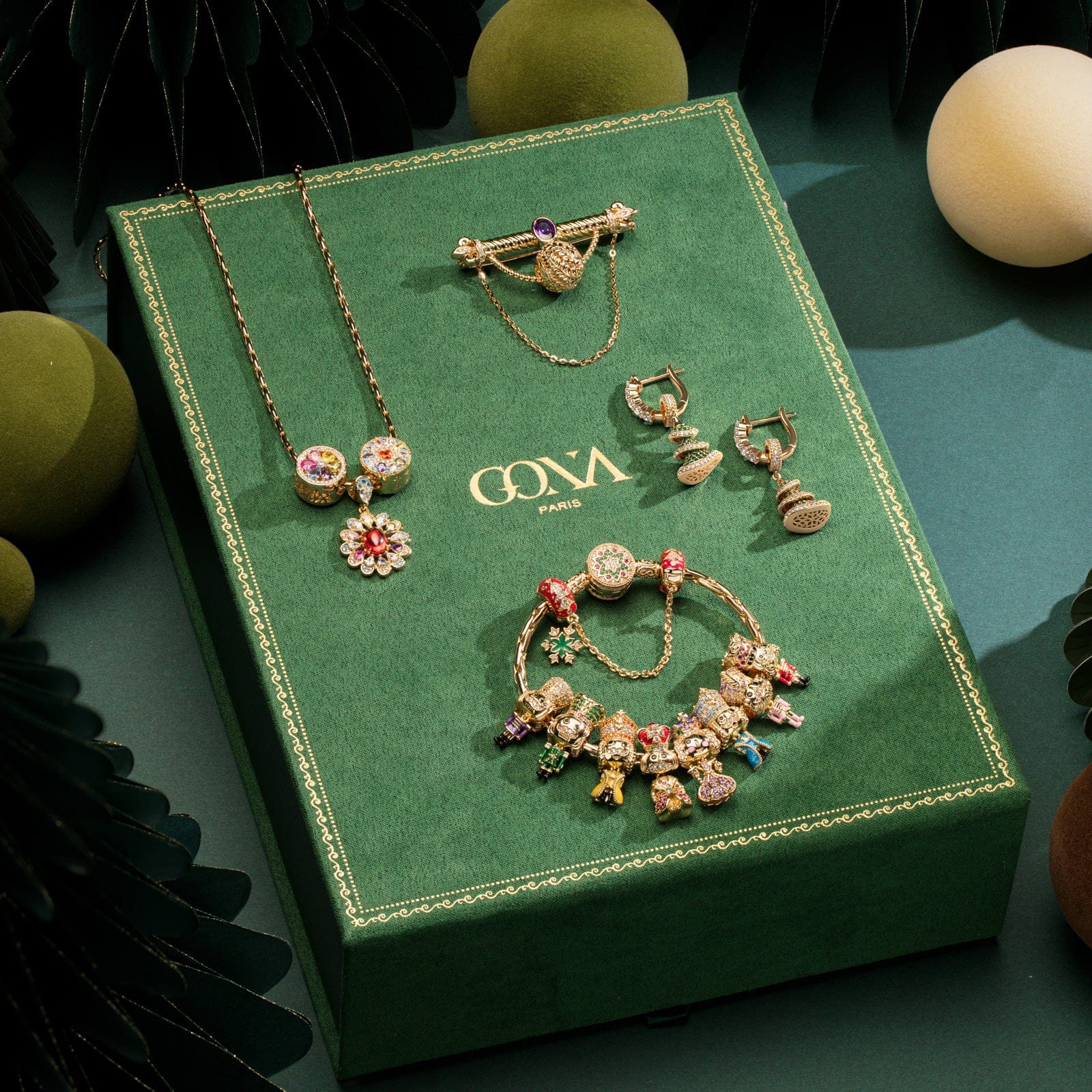 Limited Edition - The Iconic Advent Calendar - 12 Days Of Christmas Fine Jewelry Gift Set: Sterling Silver Cozy Countdown Charms Earrings and Necklace and Bracelet Set With Enamel In 14K Gold Plated - Image 3