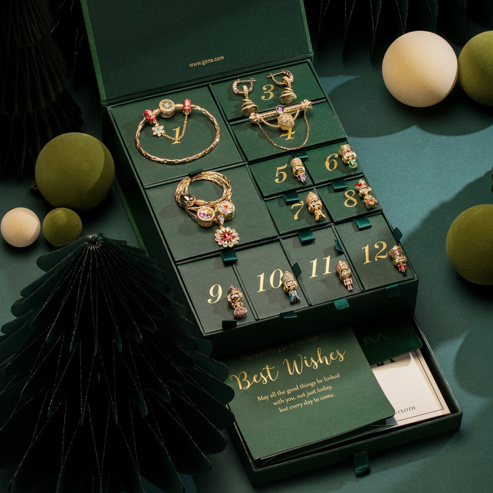 Limited Edition - The Iconic Advent Calendar - 12 Days Of Christmas Fine Jewelry Gift Set: Sterling Silver Cozy Countdown Charms Earrings and Necklace and Bracelet Set With Enamel In 14K Gold Plated - Image 4