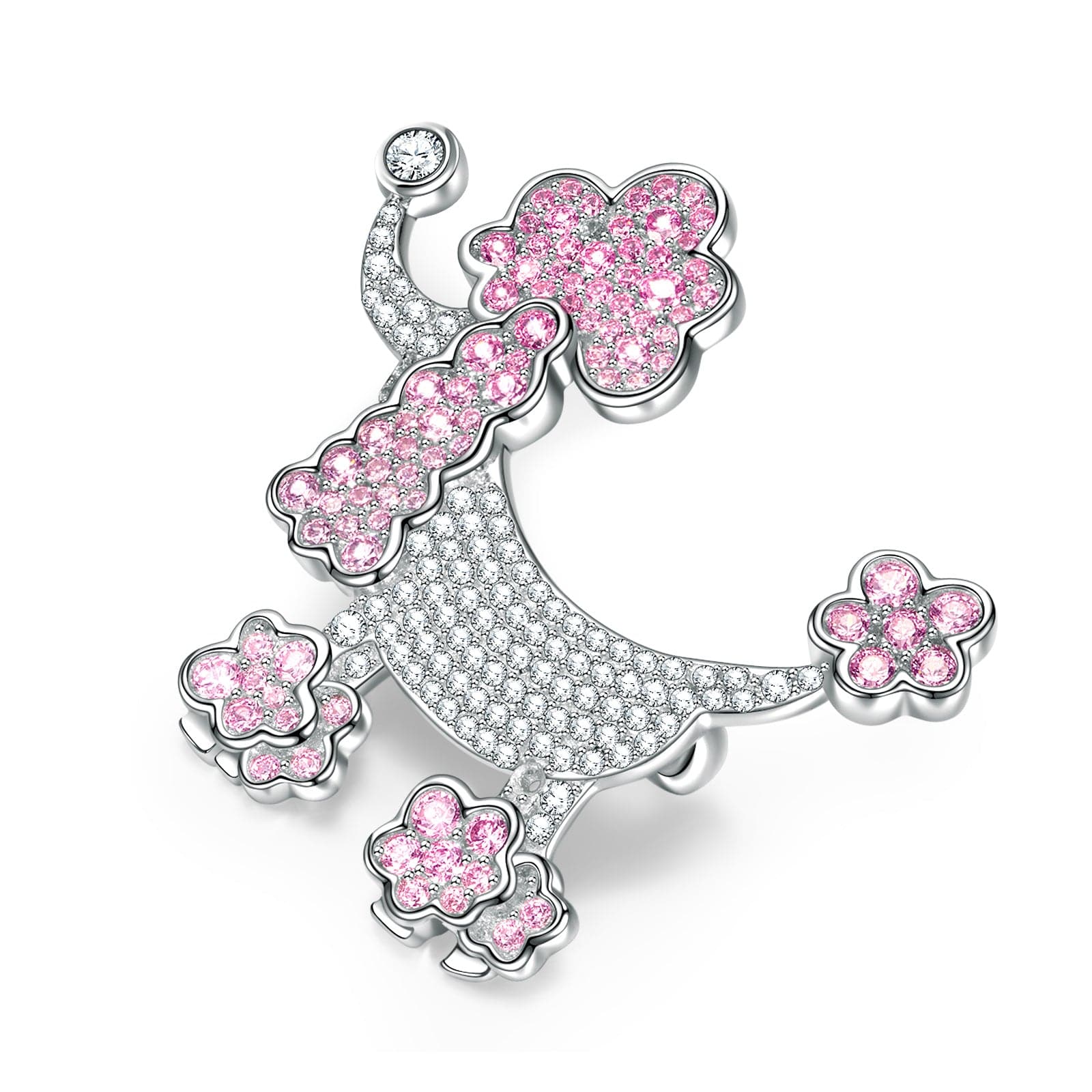 Dream Poodle Tarnish-resistant Silver Brooch In White Gold Plated - Image 3